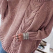 Mia | Women's Oversized Cable Knit High-Neck Pullover Sweater with Turtleneck for Everyday