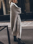 Anouk | Women's Oversized Lapel Longline Chunky-Knit Cardigan