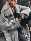 Anouk | Women's Oversized Lapel Longline Chunky-Knit Cardigan