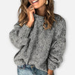 Suze | Women's Oversized Chunky Knit Mock-Neck Pullover Sweater with Balloon-Sleeve for Autumn