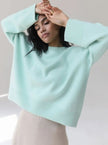 Marit | Women's Oversized Crew-Neck Long-Sleeve Light Knit Sweater with Ribbed for Everyday