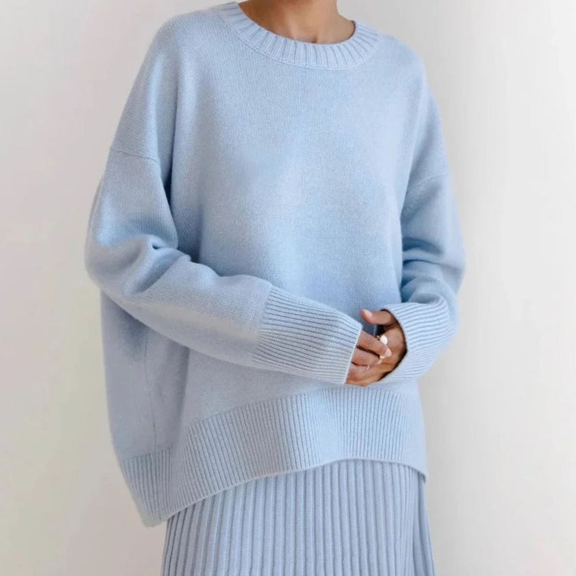 Marit | Women's Oversized Crew-Neck Long-Sleeve Light Knit Sweater with Ribbed for Everyday
