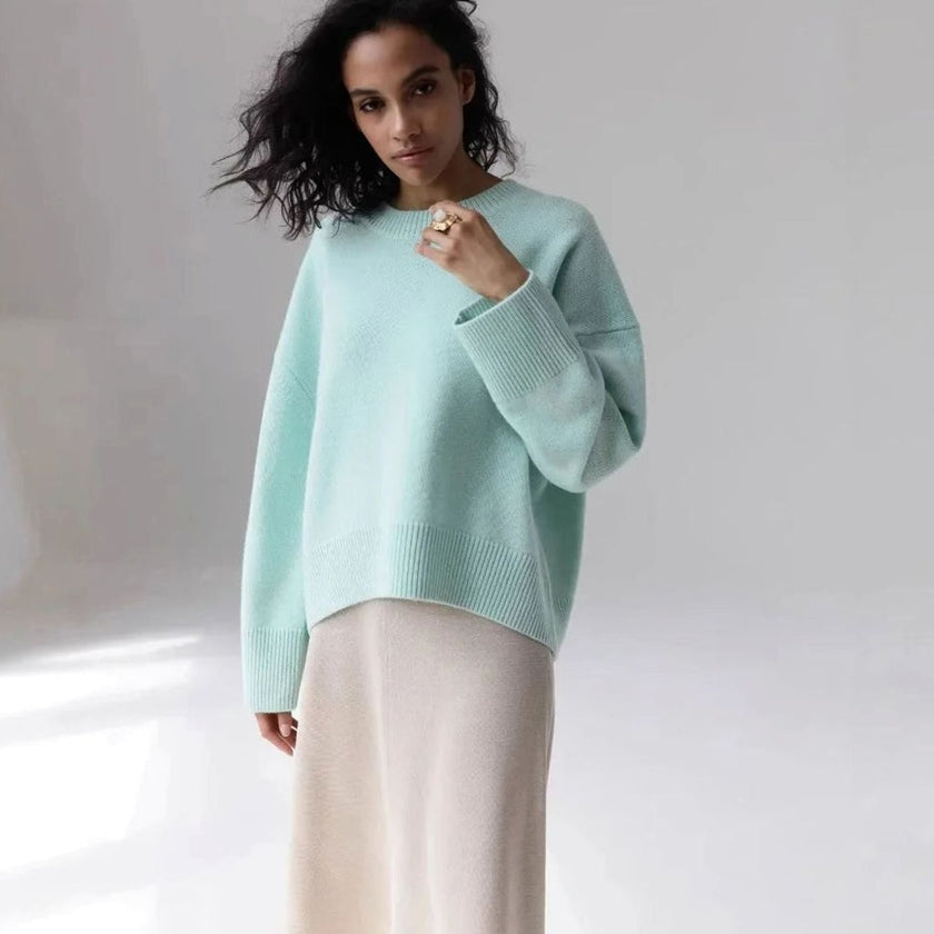 Marit | Women's Oversized Crew-Neck Long-Sleeve Light Knit Sweater with Ribbed for Everyday