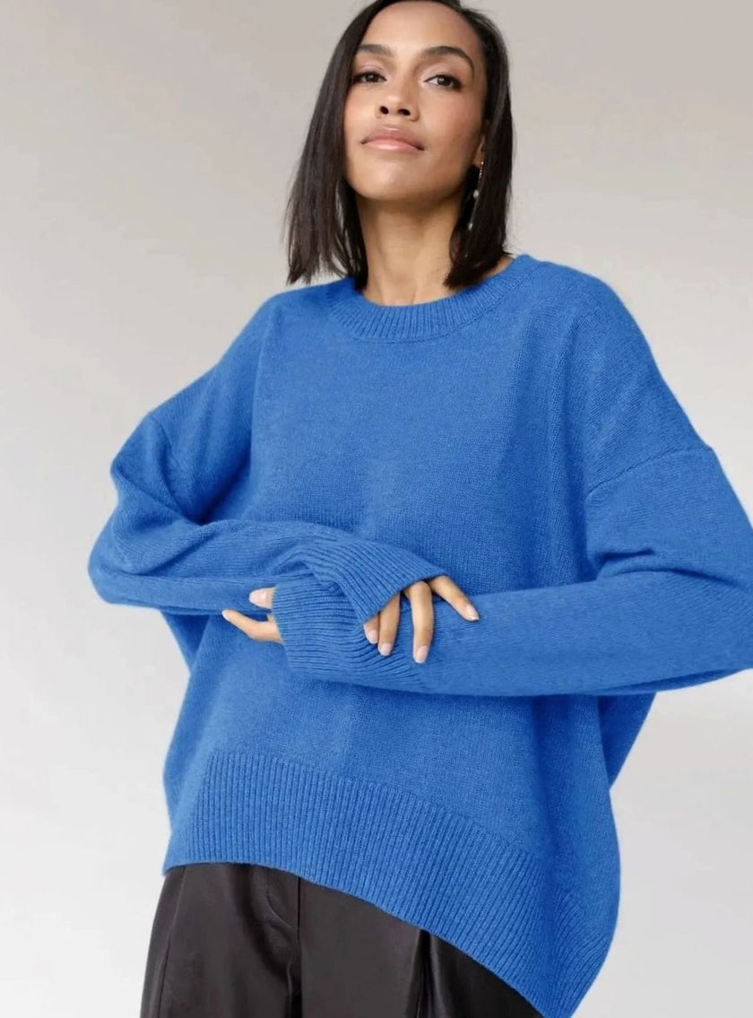 Marit | Women's Oversized Crew-Neck Long-Sleeve Light Knit Sweater with Ribbed for Everyday