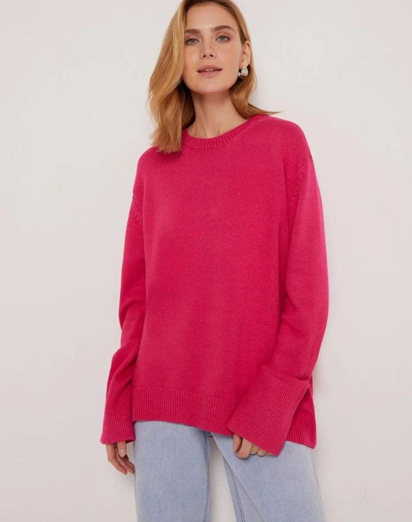 Marit | Women's Oversized Crew-Neck Long-Sleeve Light Knit Sweater with Ribbed for Everyday