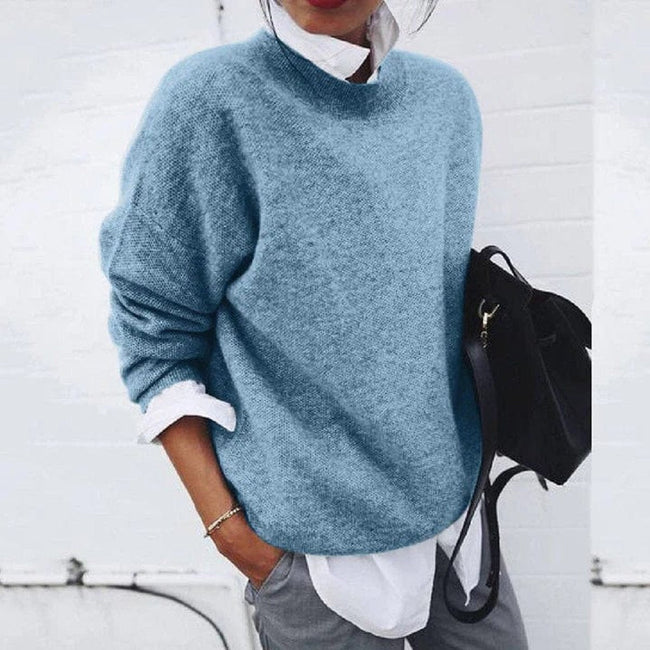 Charlotte | Women's Oversized Crew Neck Cozy Knit Sweater with Ribbed for Layering