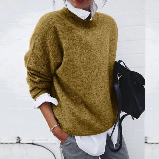 Charlotte | Women's Oversized Crew Neck Cozy Knit Sweater with Ribbed for Layering
