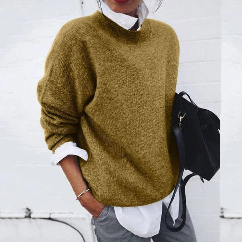 Charlotte | Women's Oversized Crew Neck Cozy Knit Sweater with Ribbed for Layering