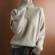 Turtleneck Sweater Oversized Diamond Ribbed Knit Pullover Jumper | Runa