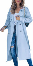 Trench Coat Women Oversized Belted Longline Double-Breasted