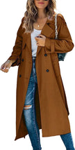 Trench Coat Women Oversized Belted Longline Double-Breasted