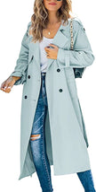 Trench Coat Women Oversized Belted Longline Double-Breasted