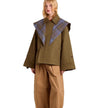 Trench Coat Women Oversized Double-Breasted Plaid-Lined Tartan