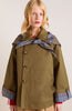 Trench Coat Women Oversized Double-Breasted Plaid-Lined Tartan
