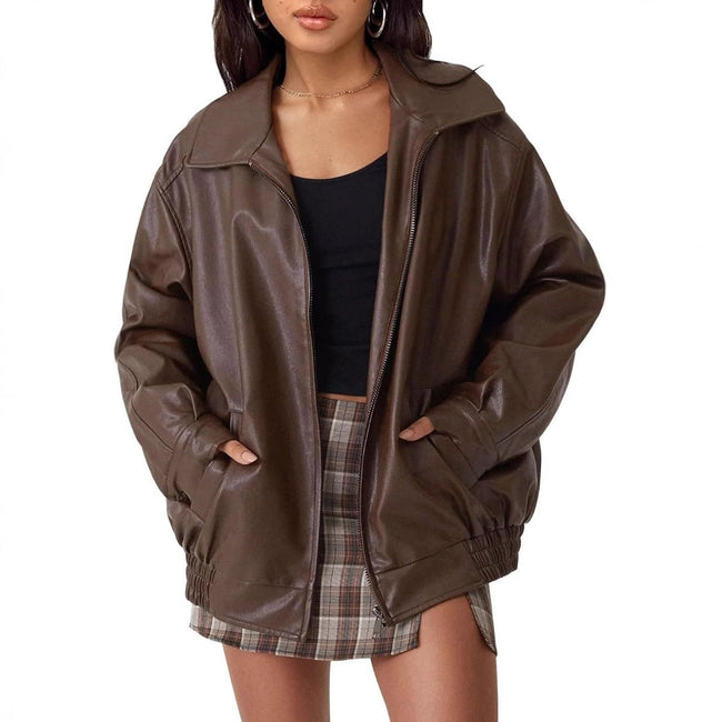 Julia | Faux Leather Bomber Jacket for Women