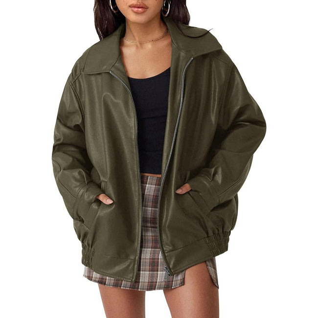 Julia | Faux Leather Bomber Jacket for Women