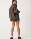 Vigdis | Women's Oversized Zip-Up Leather Bomber Jacket