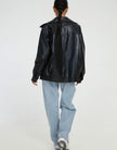 Vigdis | Women's Oversized Zip-Up Leather Bomber Jacket