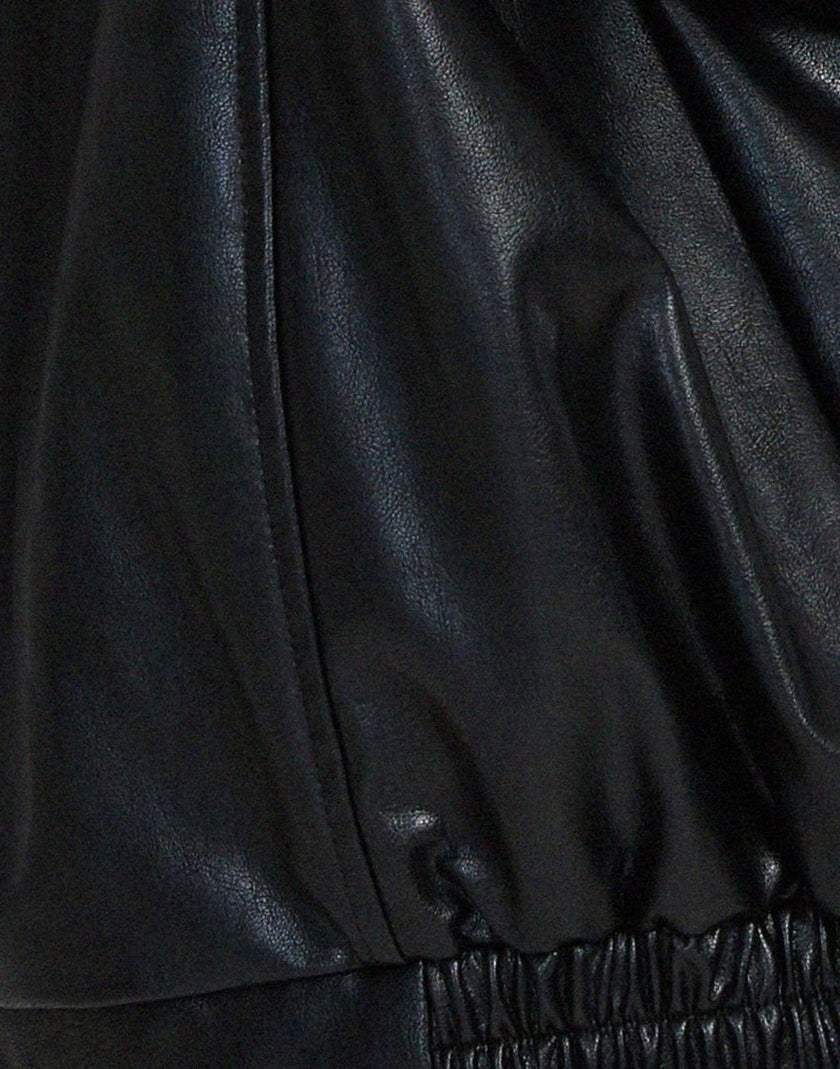 Vigdis | Women's Oversized Zip-Up Leather Bomber Jacket