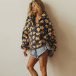 Layla | Women's Oversized Floral Sherpa Fleece Half-Zip Pullover Sweater with Wrap for Layering