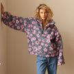 Layla | Women's Oversized Floral Sherpa Fleece Half-Zip Pullover Sweater with Wrap for Layering