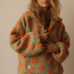 Layla | Women's Oversized Floral Sherpa Fleece Half-Zip Pullover Sweater with Wrap for Layering
