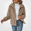 Olivia | Women's Oversized Fluffy Zip-Up Sherpa Cardigan Jacket with Checked for Winter