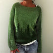 Victoria | Women's Oversized Forest Print Crew-Neck Knit Sweater with Slim-Fit for Winter