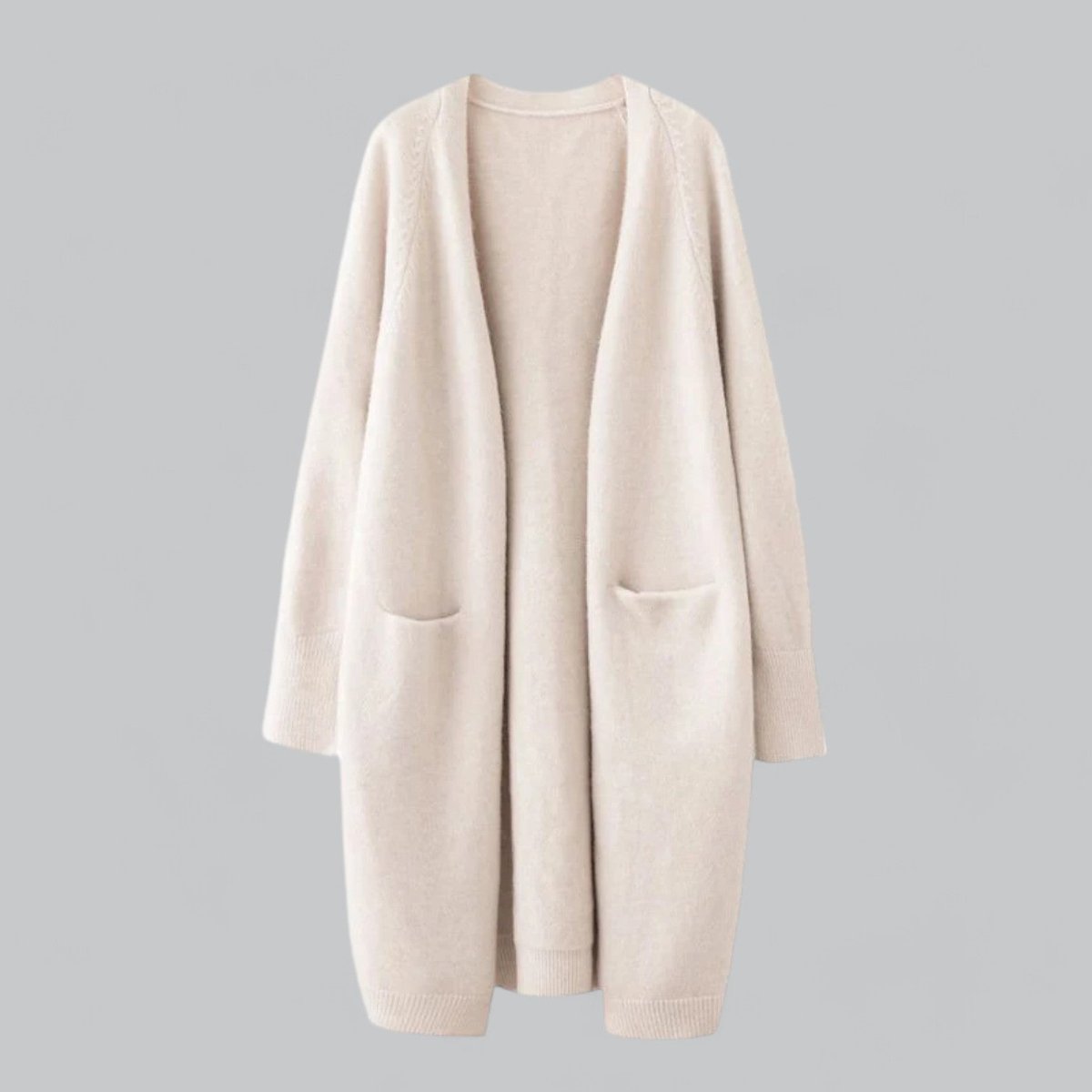 Long Cashmere Blend Open-Front Oversized Knit Cardigan for Women | Olivia