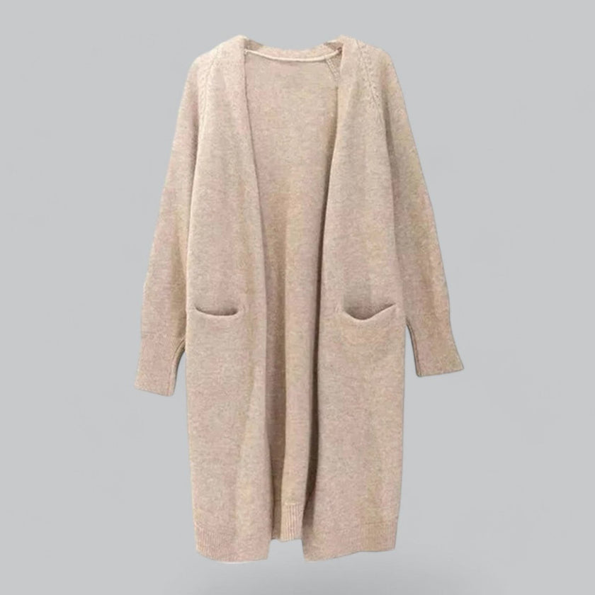 Olivia | Women's Oversized Long Open-Front Knit Cardigan with Cashmere for Layering