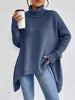 Jinte | Women's Oversized Long Ribbed Turtleneck Sweater Asymmetric Hem for Winter