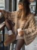 Silke | Women's Oversized Loose Cable-Knit Wide-Sleeve Pullover Sweater with Wrap for Autumn