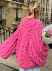 Silke | Women's Oversized Loose Cable-Knit Wide-Sleeve Pullover Sweater with Wrap for Autumn