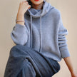 Evi | Women's Oversized Merino Wool Hooded Turtleneck Sweater with Chunky Knit for Everyday