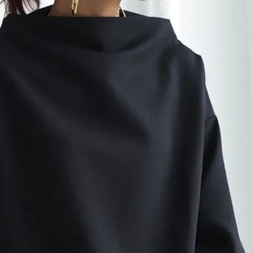 Camila | Women's Oversized Mock-Neck Relaxed Knit Sweater Top with Longline for Layering