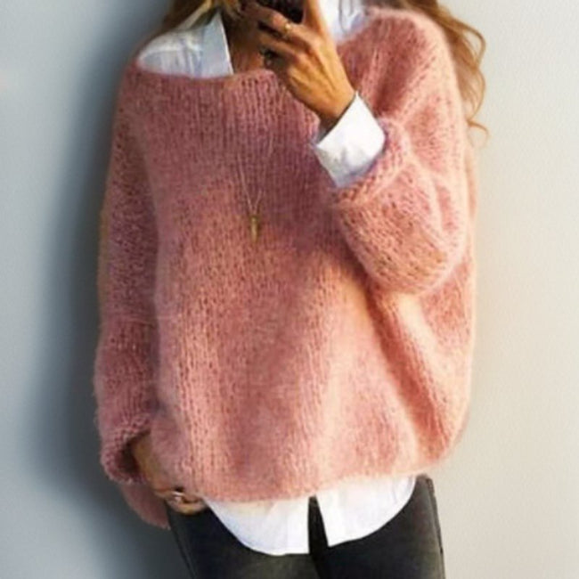 Layla | Women's Oversized Mohair Blend Cosy Knit Sweater with Wrap for Layering