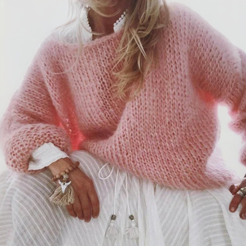 Layla | Women's Oversized Mohair Blend Cosy Knit Sweater with Wrap for Layering