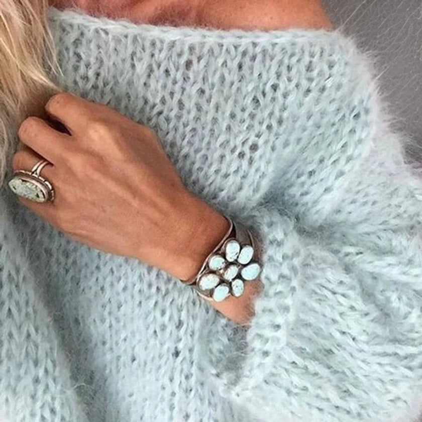 Layla | Women's Oversized Mohair Blend Cosy Knit Sweater with Wrap for Layering