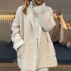 Hannah | Women's Oversized Open-Front Knit Cardigan Scarf Collar with Turtleneck for Layering