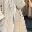 Hannah | Women's Oversized Open-Front Knit Cardigan Scarf Collar with Turtleneck for Layering