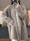 Hannah | Women's Oversized Open-Front Knit Cardigan Scarf Collar with Turtleneck for Layering