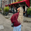 Alba | Women's Red Oversized Quilted Bomber Jacket