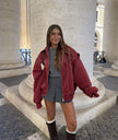 Alba | Women's Red Oversized Quilted Bomber Jacket