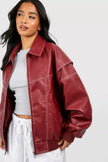Alba | Women's Red Oversized Quilted Bomber Jacket