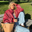 Alba | Women's Red Oversized Quilted Bomber Jacket