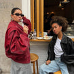 Alba | Women's Red Oversized Quilted Bomber Jacket