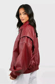 Alba | Women's Red Oversized Quilted Bomber Jacket
