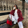 Alba | Women's Red Oversized Quilted Bomber Jacket