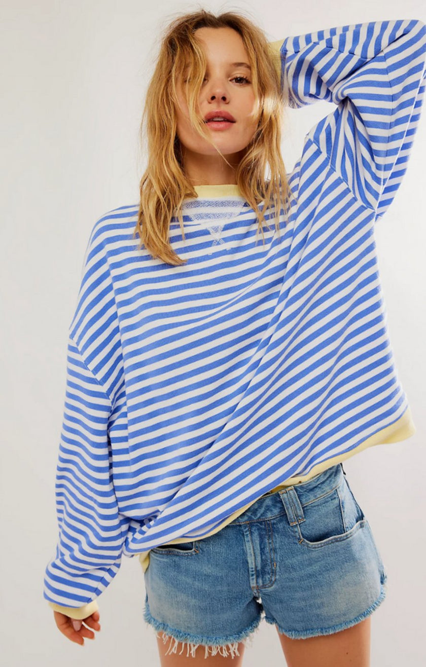Enya | Women's Oversized Striped Crewneck Jumper Casual Pullover Sweater with Crew-Neck for Winter