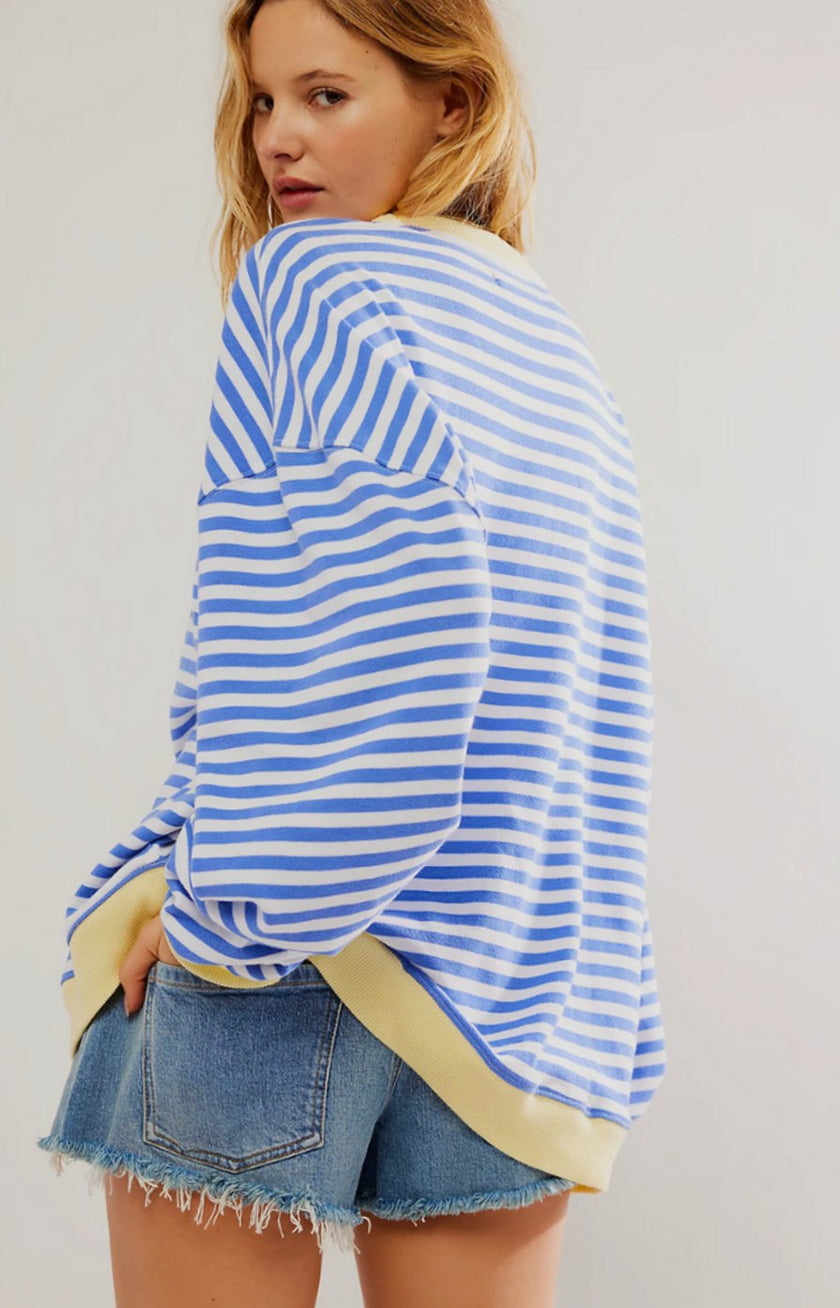 Enya | Women's Oversized Striped Crewneck Jumper Casual Pullover Sweater with Crew-Neck for Winter